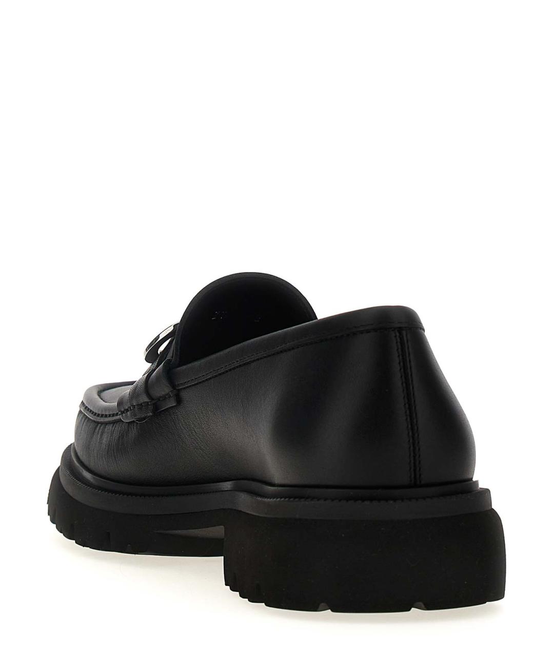 FERRAGAMO Черные кожаные лоферы, фото 3