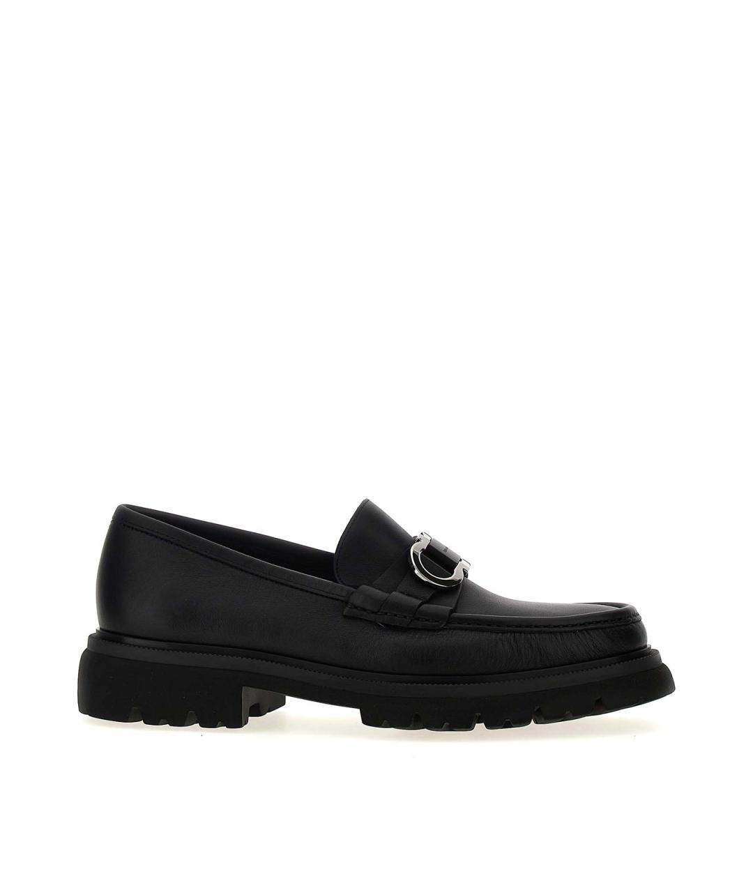 FERRAGAMO Черные кожаные лоферы, фото 1