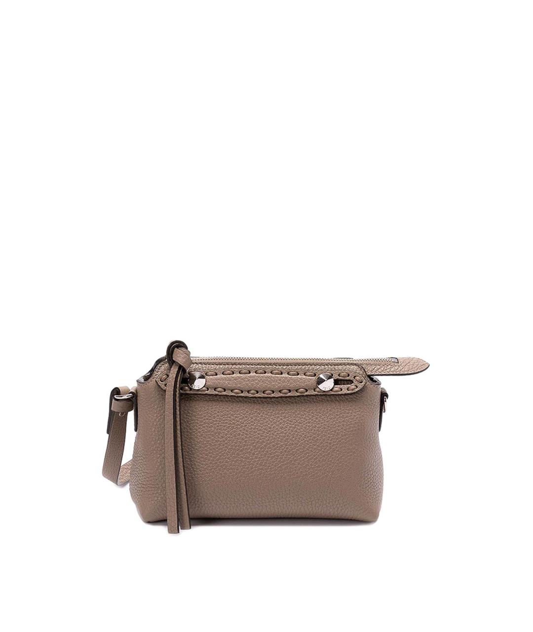 FENDI Бежевая кожаная сумка через плечо, фото 1