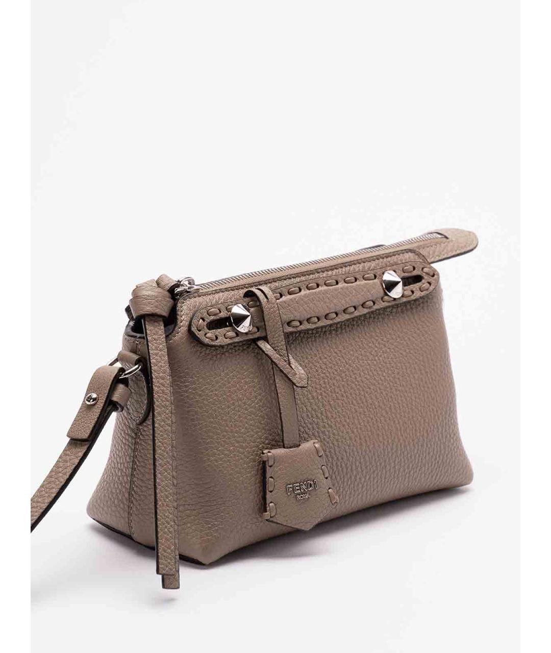 FENDI Бежевая кожаная сумка через плечо, фото 3