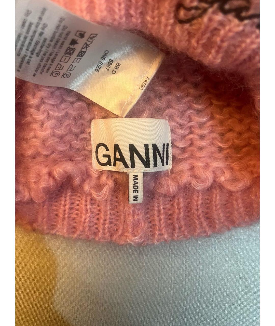 GANNI Розовая шерстяная шапка, фото 3
