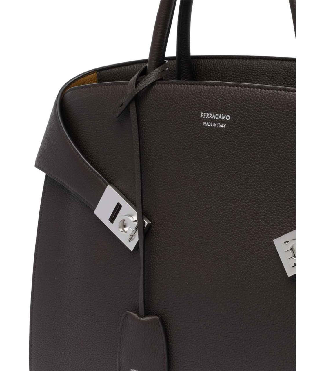 FERRAGAMO Коричневая кожаная сумка тоут, фото 4