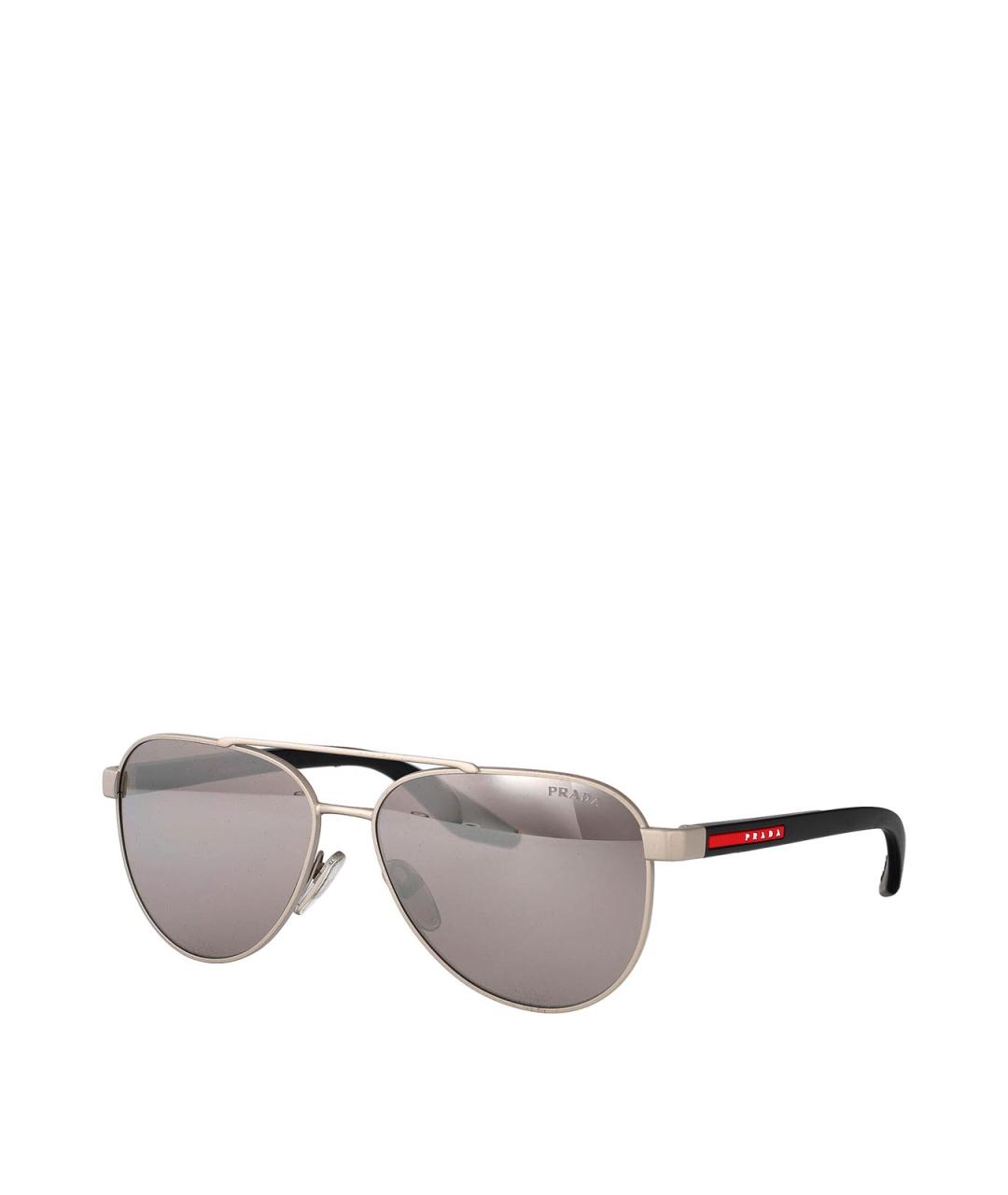 PRADA Серебряные металлические солнцезащитные очки, фото 1