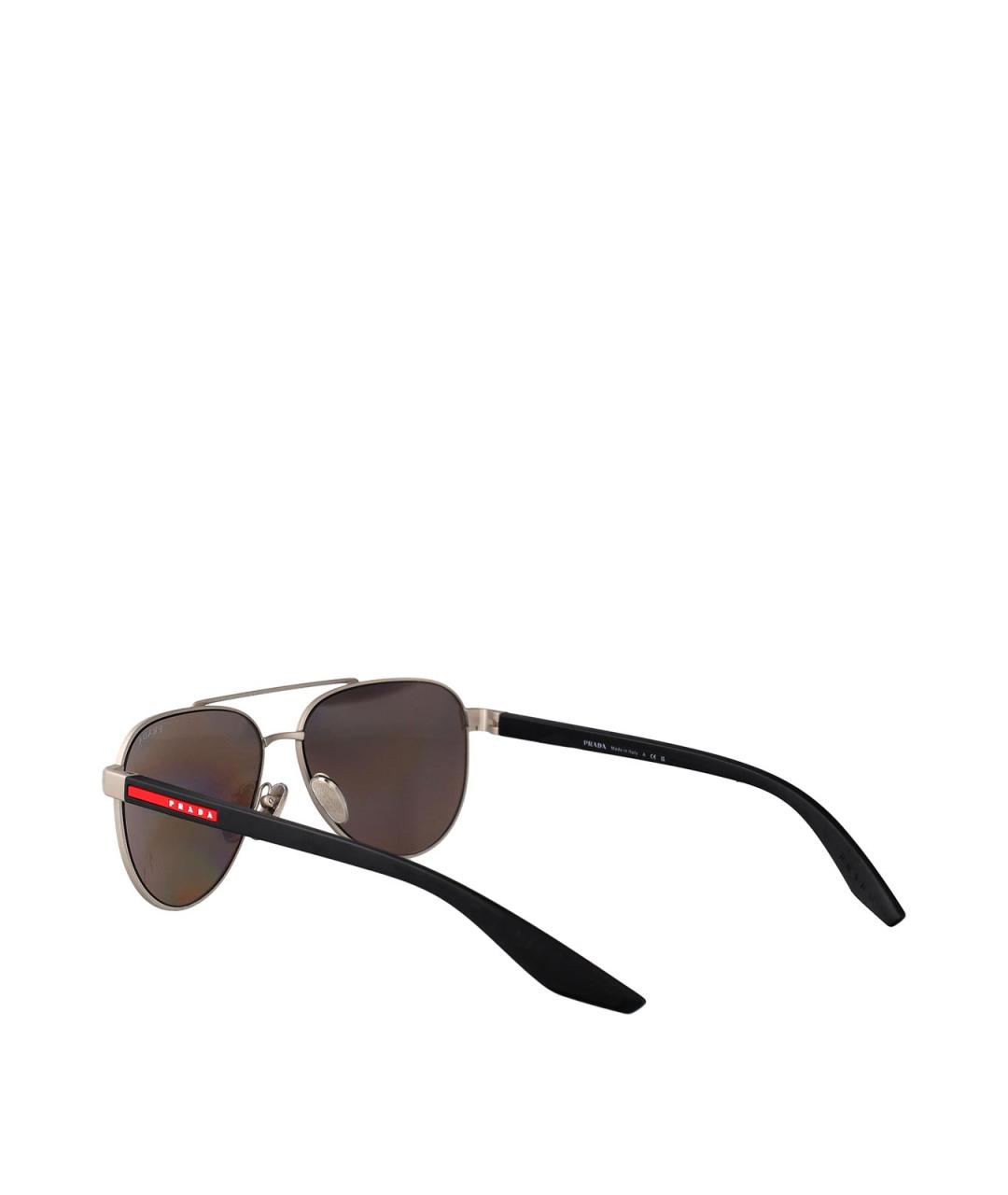 PRADA Серебряные металлические солнцезащитные очки, фото 4