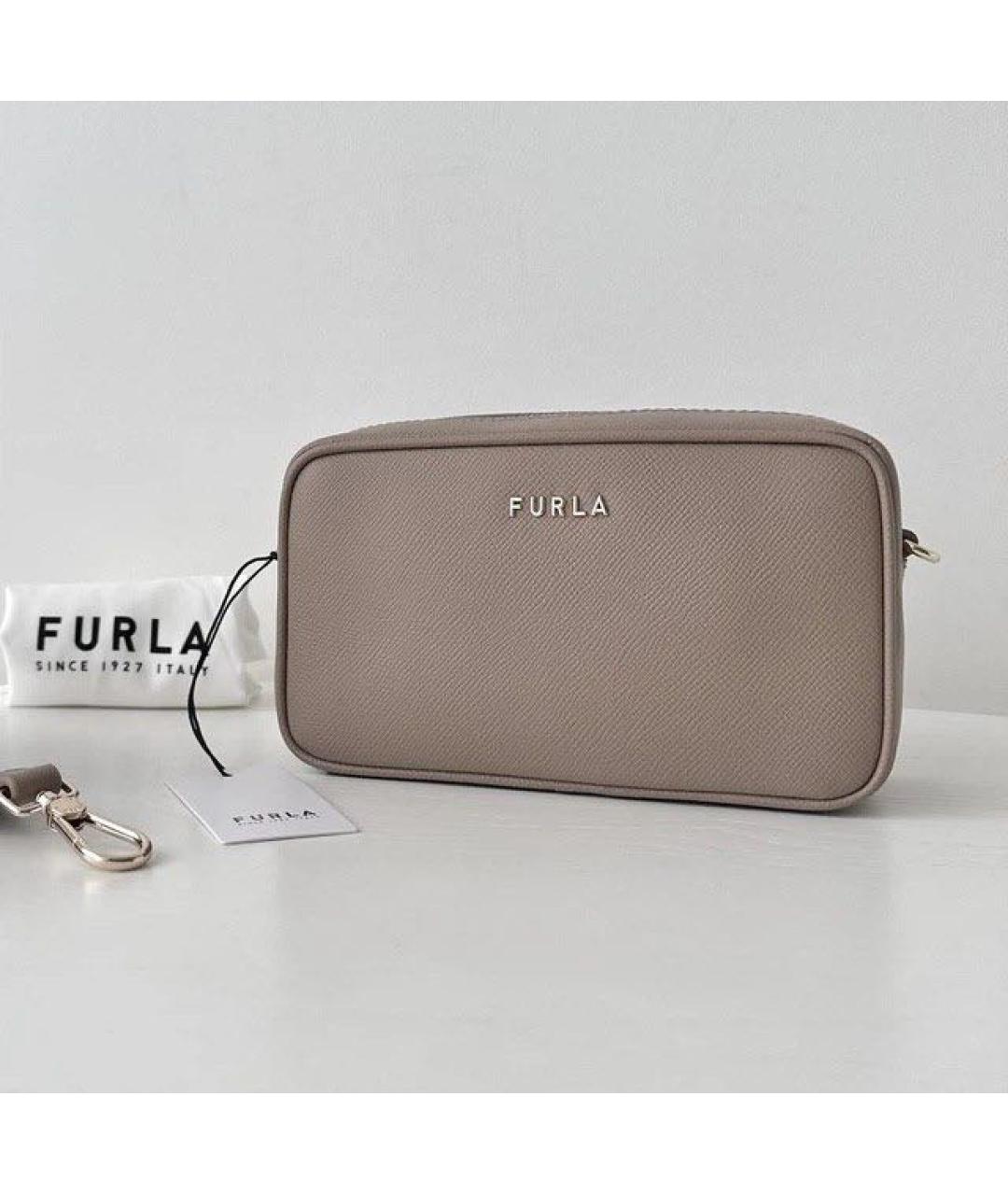 FURLA Бежевая кожаная сумка через плечо, фото 8