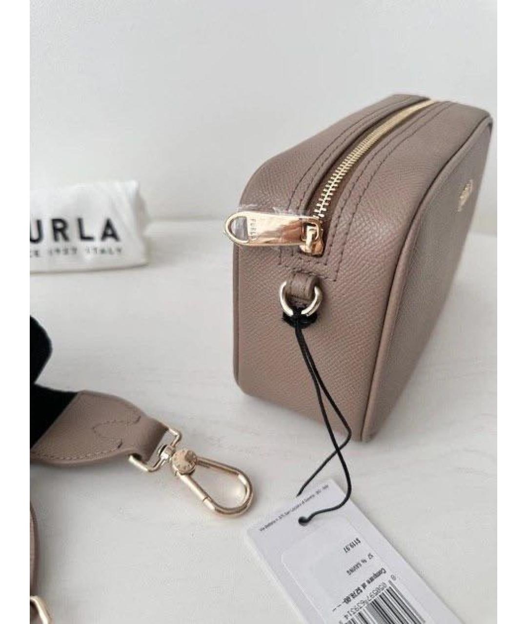 FURLA Бежевая кожаная сумка через плечо, фото 3