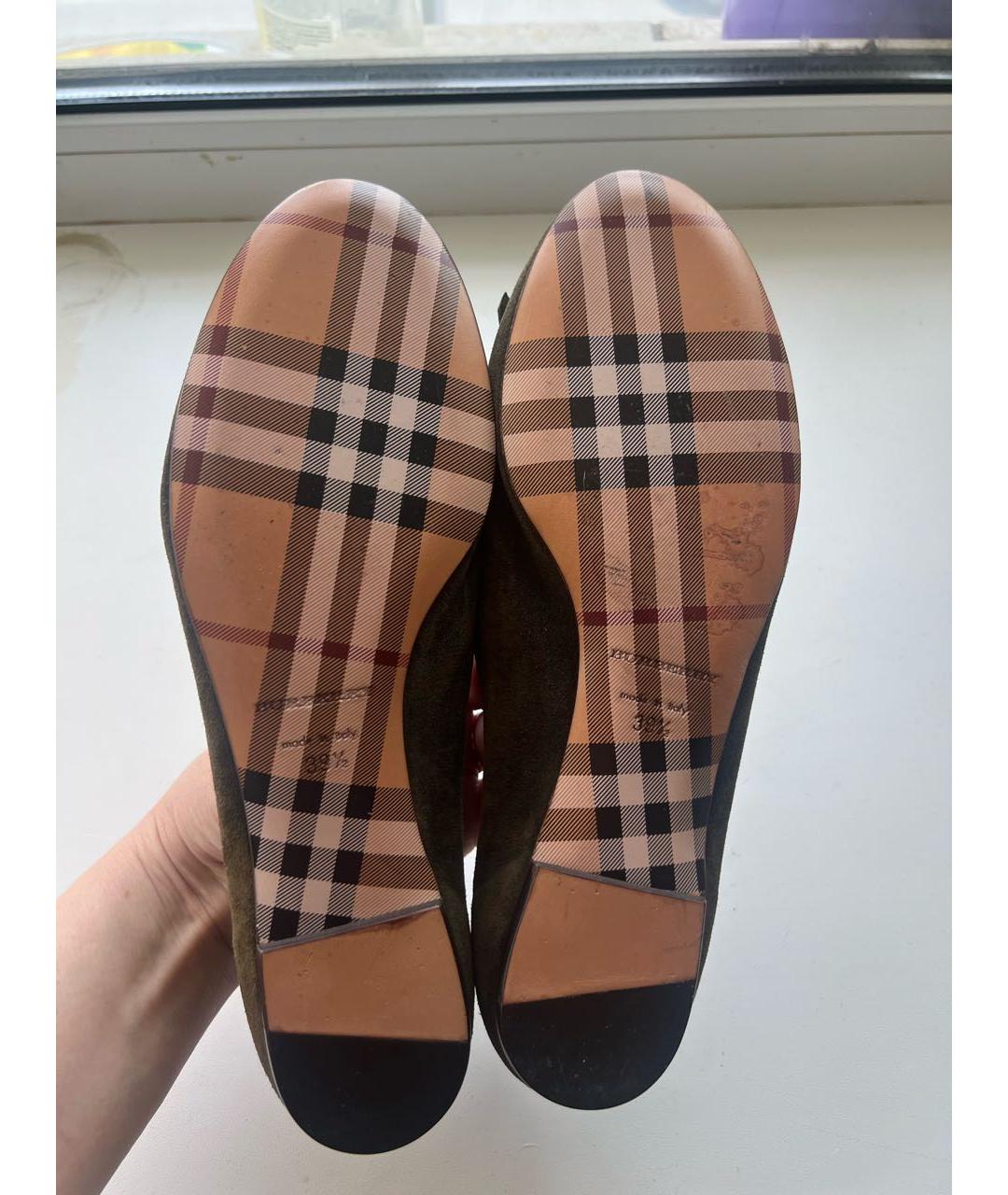 BURBERRY Хаки замшевые балетки, фото 3