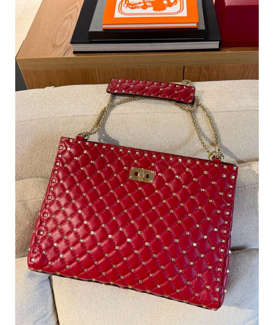 VALENTINO Красная кожаная сумка тоут, фото 4