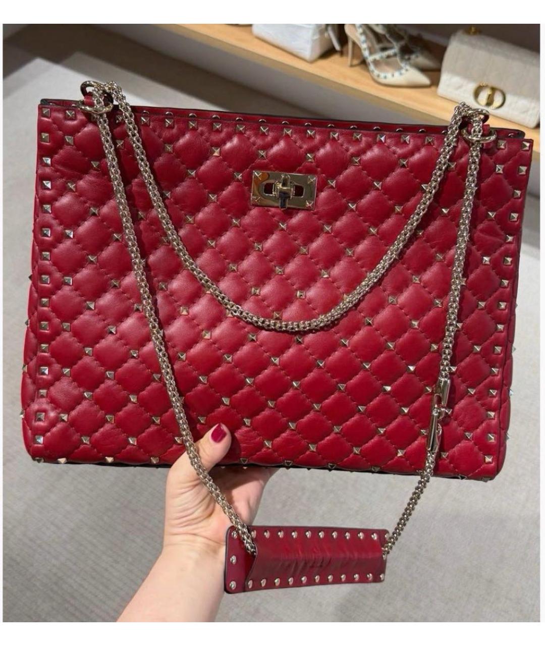 VALENTINO Красная кожаная сумка тоут, фото 2