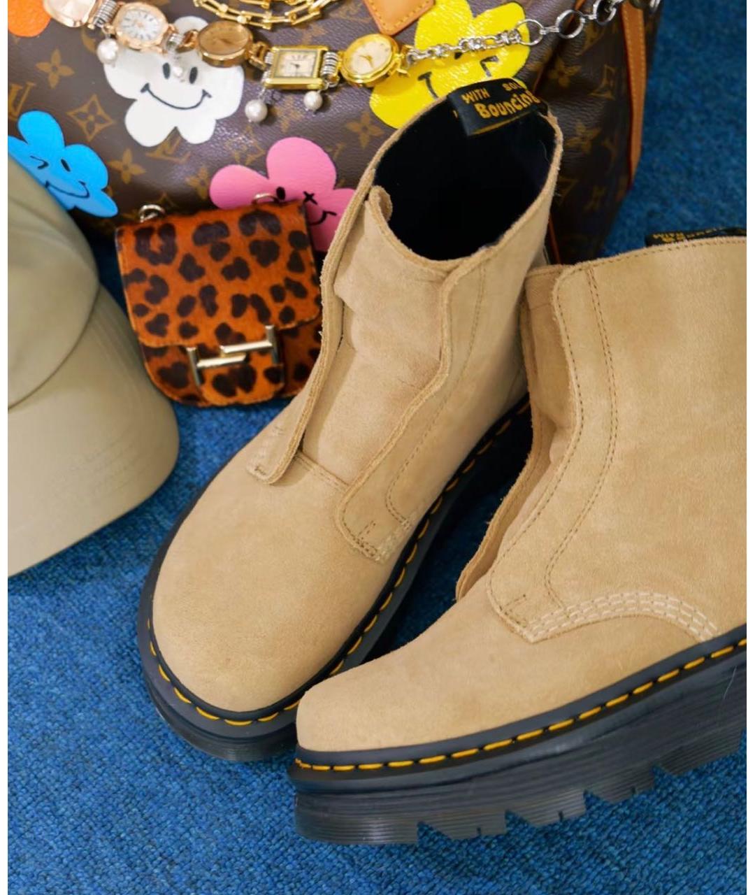 DR. MARTENS Бежевые замшевые ботинки, фото 5