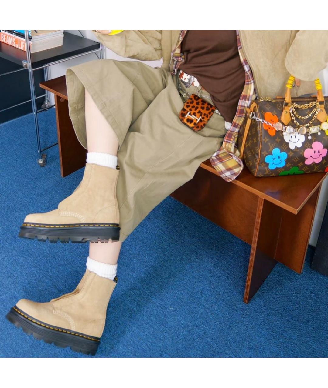 DR. MARTENS Бежевые замшевые ботинки, фото 7