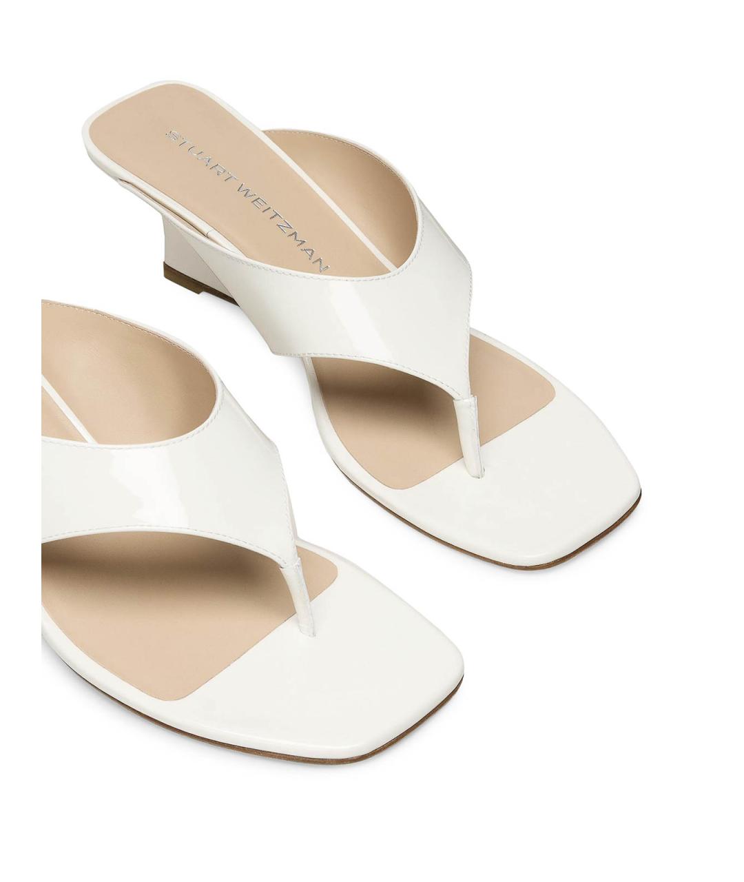 STUART WEITZMAN Белые кожаные мюли, фото 4