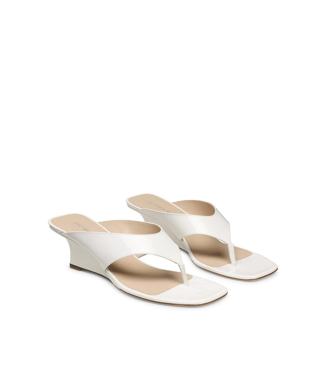 STUART WEITZMAN Белые кожаные мюли, фото 2