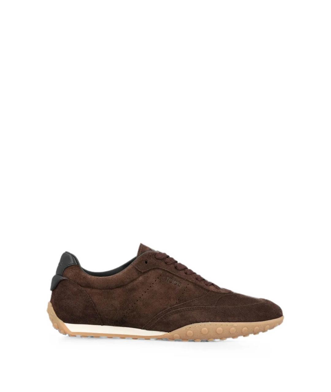 TOD'S Коричневые замшевые низкие кроссовки / кеды, фото 3