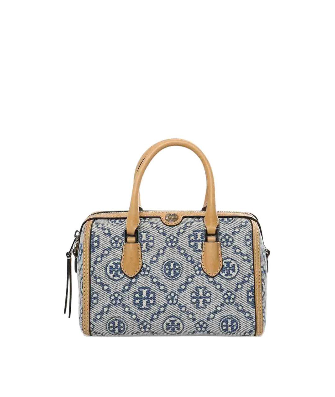 TORY BURCH Синяя тканевая сумка с короткими ручками, фото 1