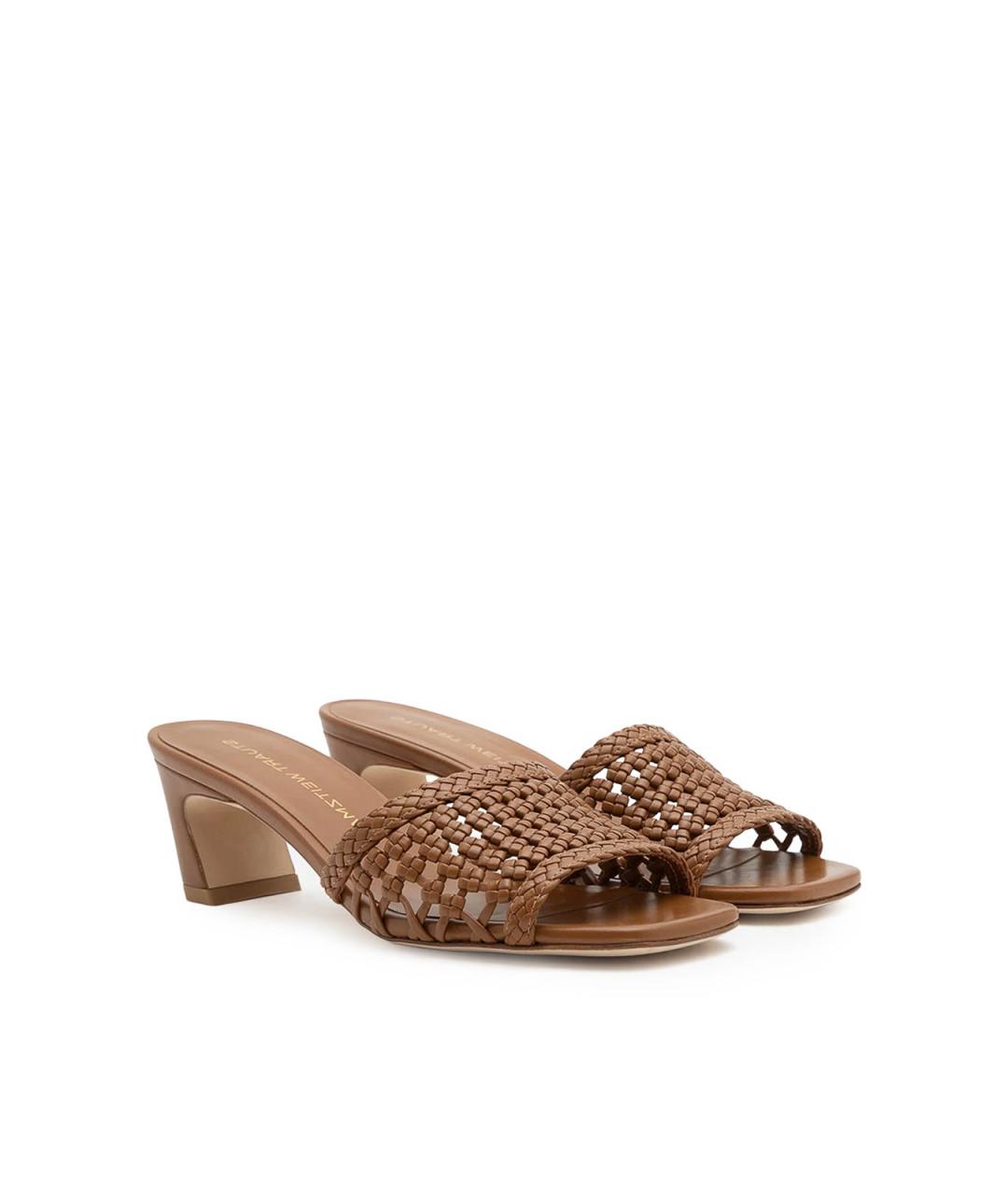 STUART WEITZMAN Коричневые кожаные мюли, фото 2