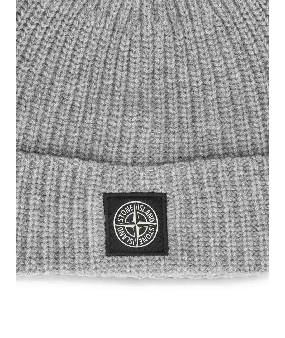 STONE ISLAND Серая шерстяная шапка, фото 3