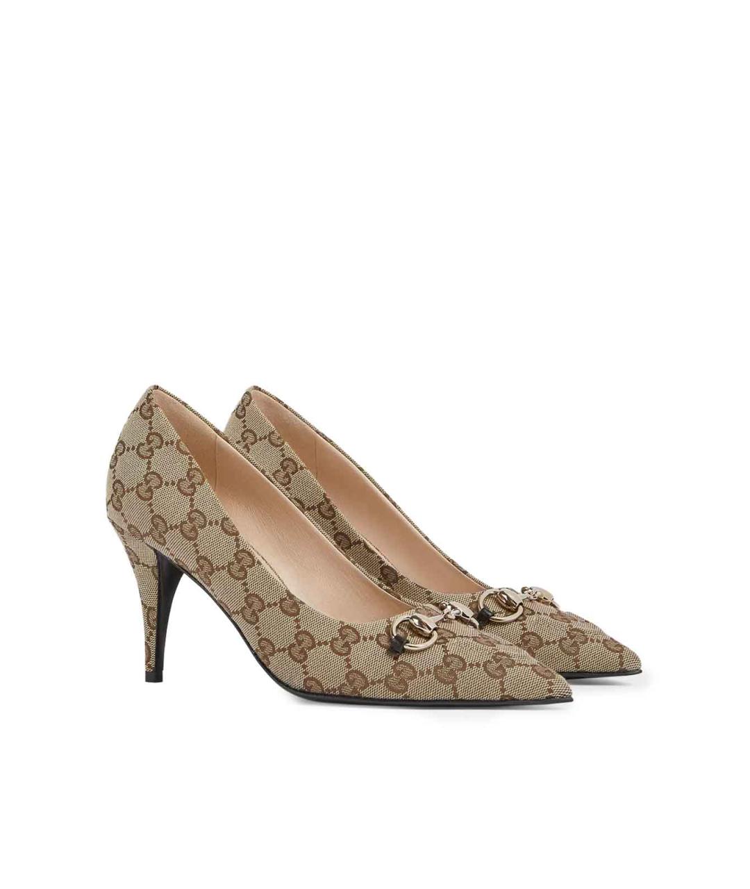 GUCCI Бежевые текстильные туфли, фото 2