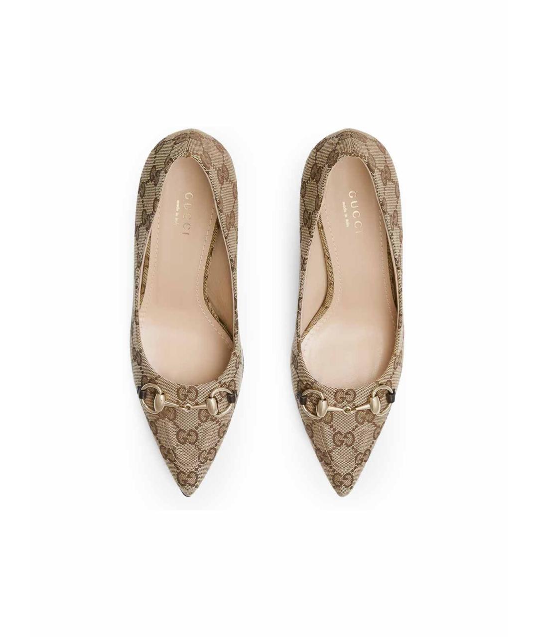 GUCCI Бежевые текстильные туфли, фото 4