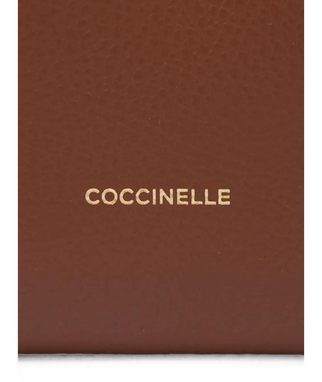 COCCINELLE Коричневая кожаная сумка с короткими ручками, фото 4