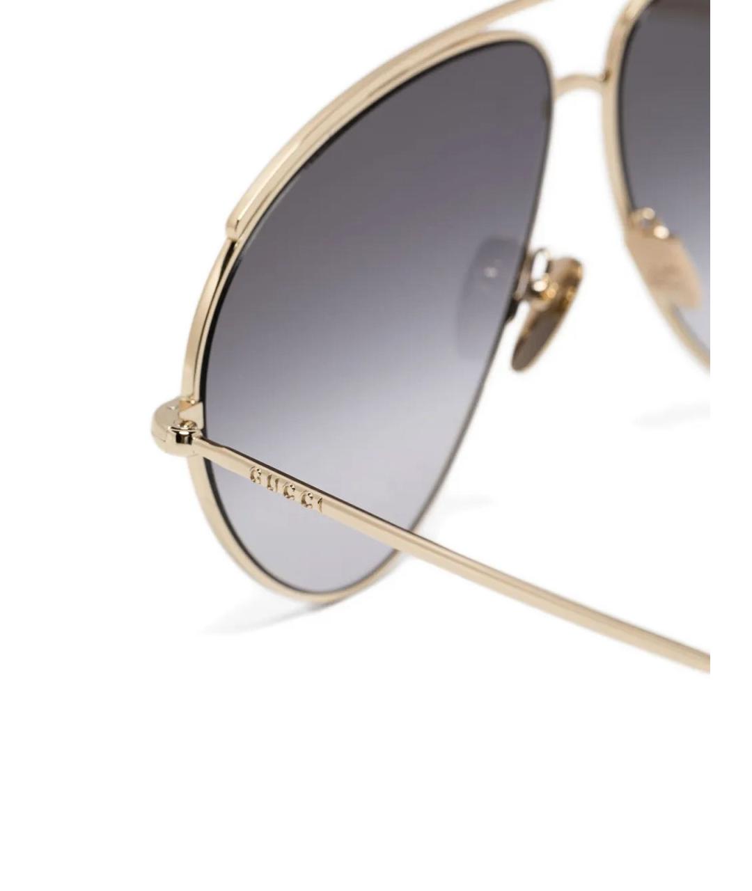 GUCCI Золотые металлические солнцезащитные очки, фото 2