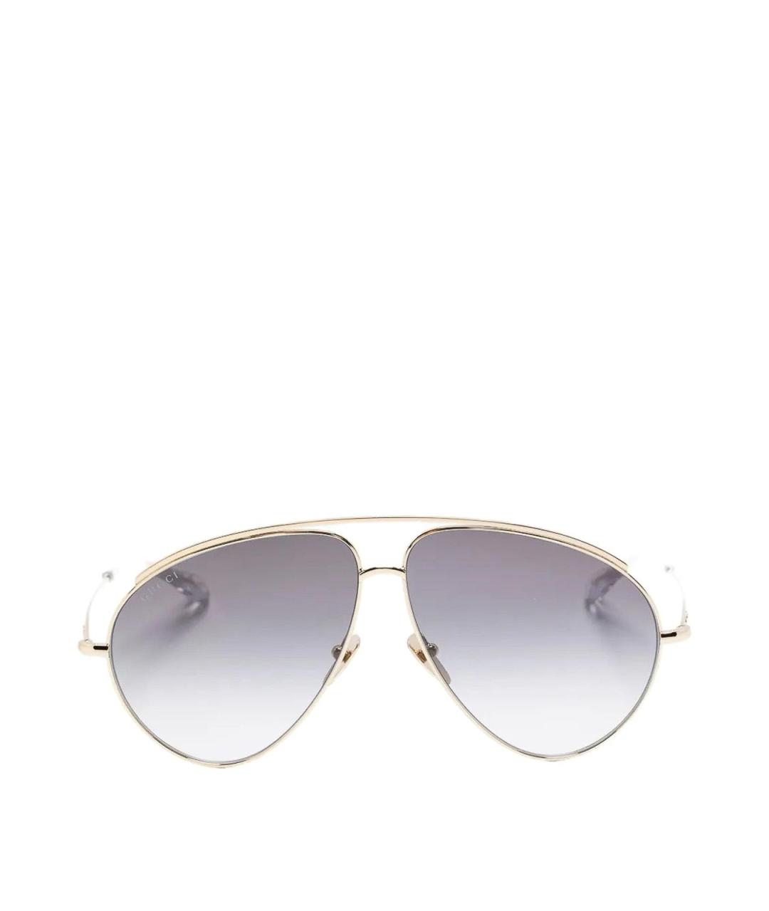 GUCCI Золотые металлические солнцезащитные очки, фото 1