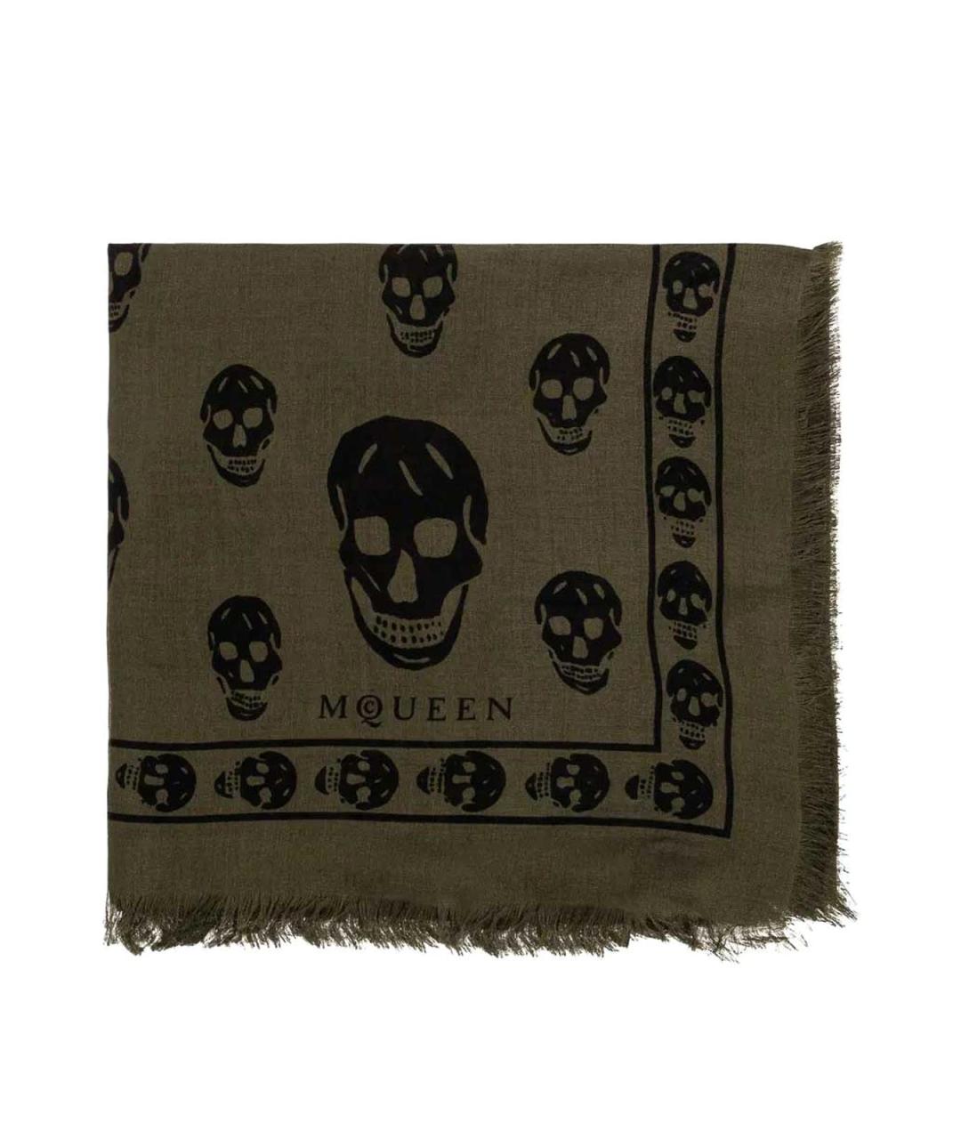 ALEXANDER MCQUEEN Хаки шарф, фото 1