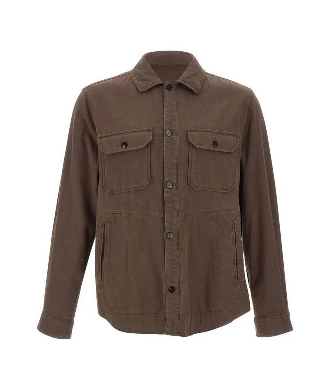 WOOLRICH Коричневая льняная кэжуал рубашка, фото 1