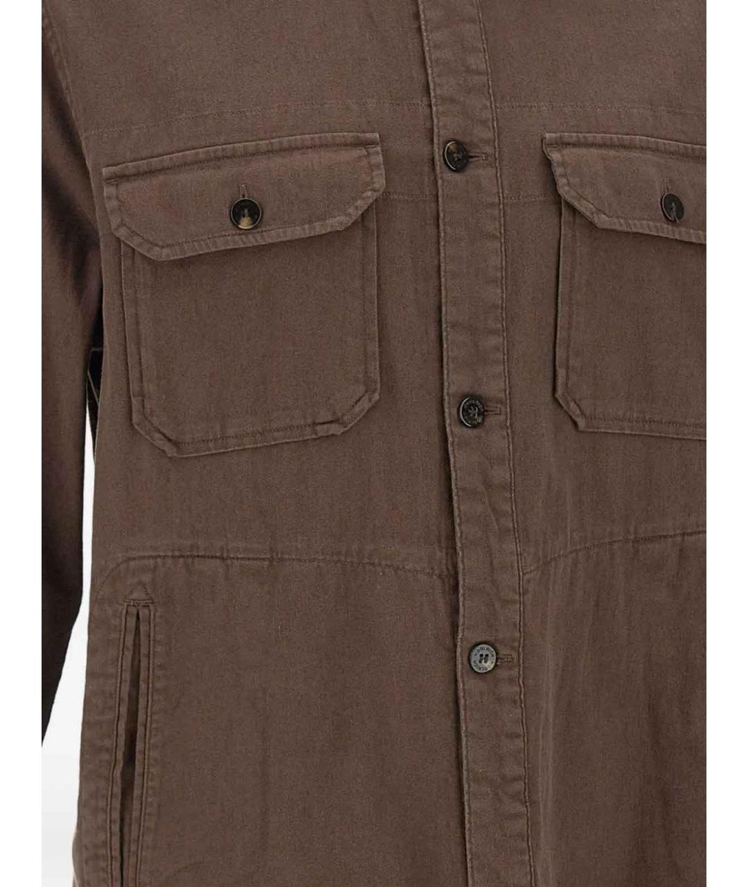 WOOLRICH Коричневая льняная кэжуал рубашка, фото 4
