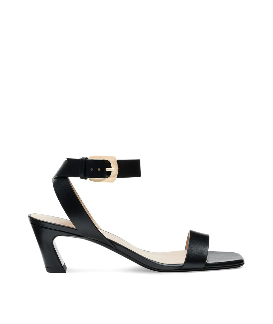 STUART WEITZMAN Черные кожаные босоножки, фото 1