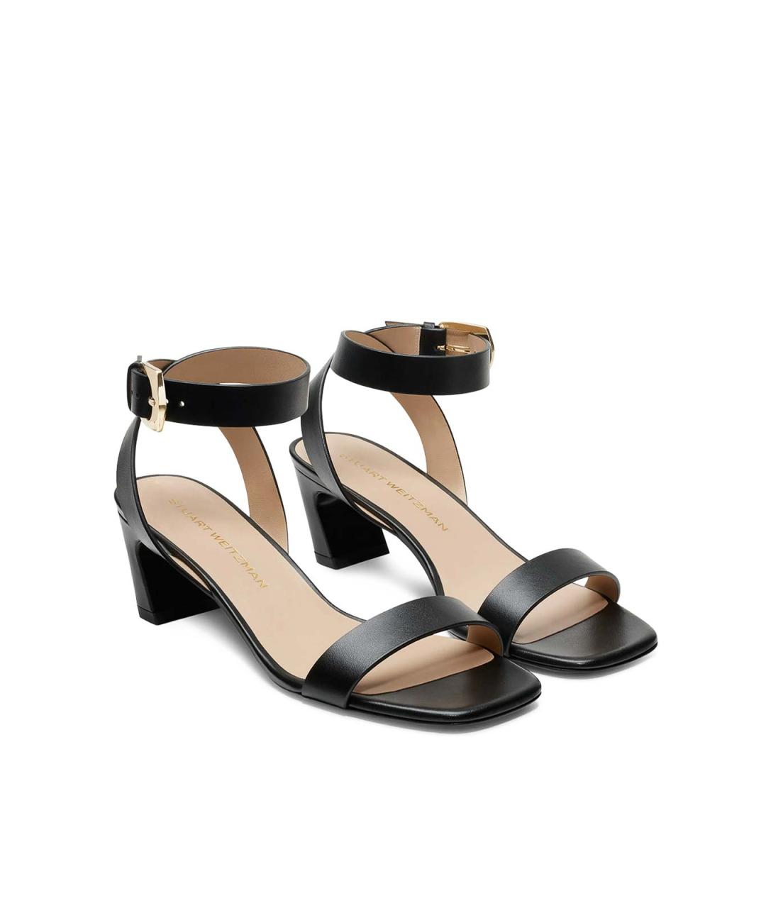 STUART WEITZMAN Черные кожаные босоножки, фото 2