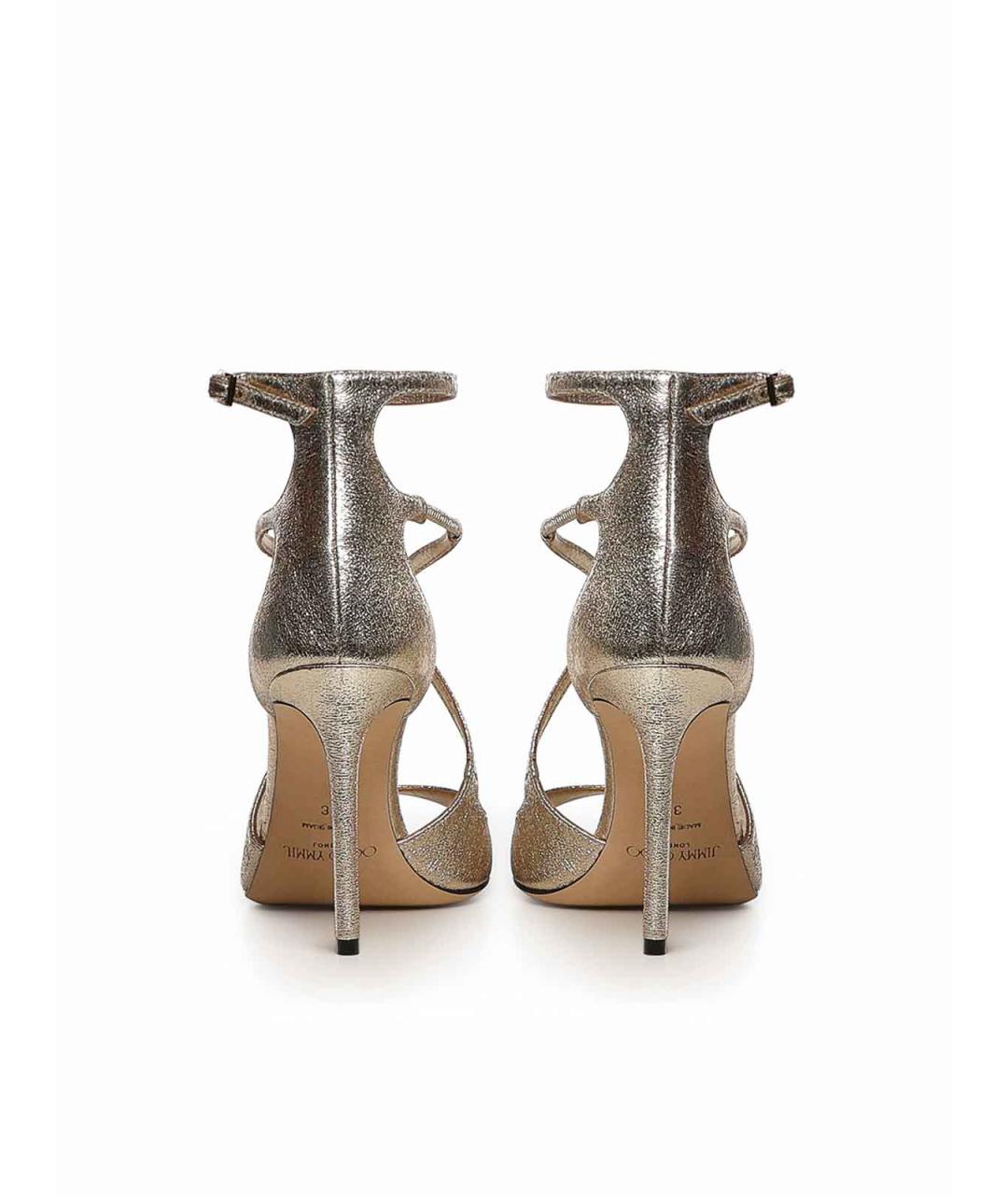 JIMMY CHOO Золотые кожаные босоножки, фото 3
