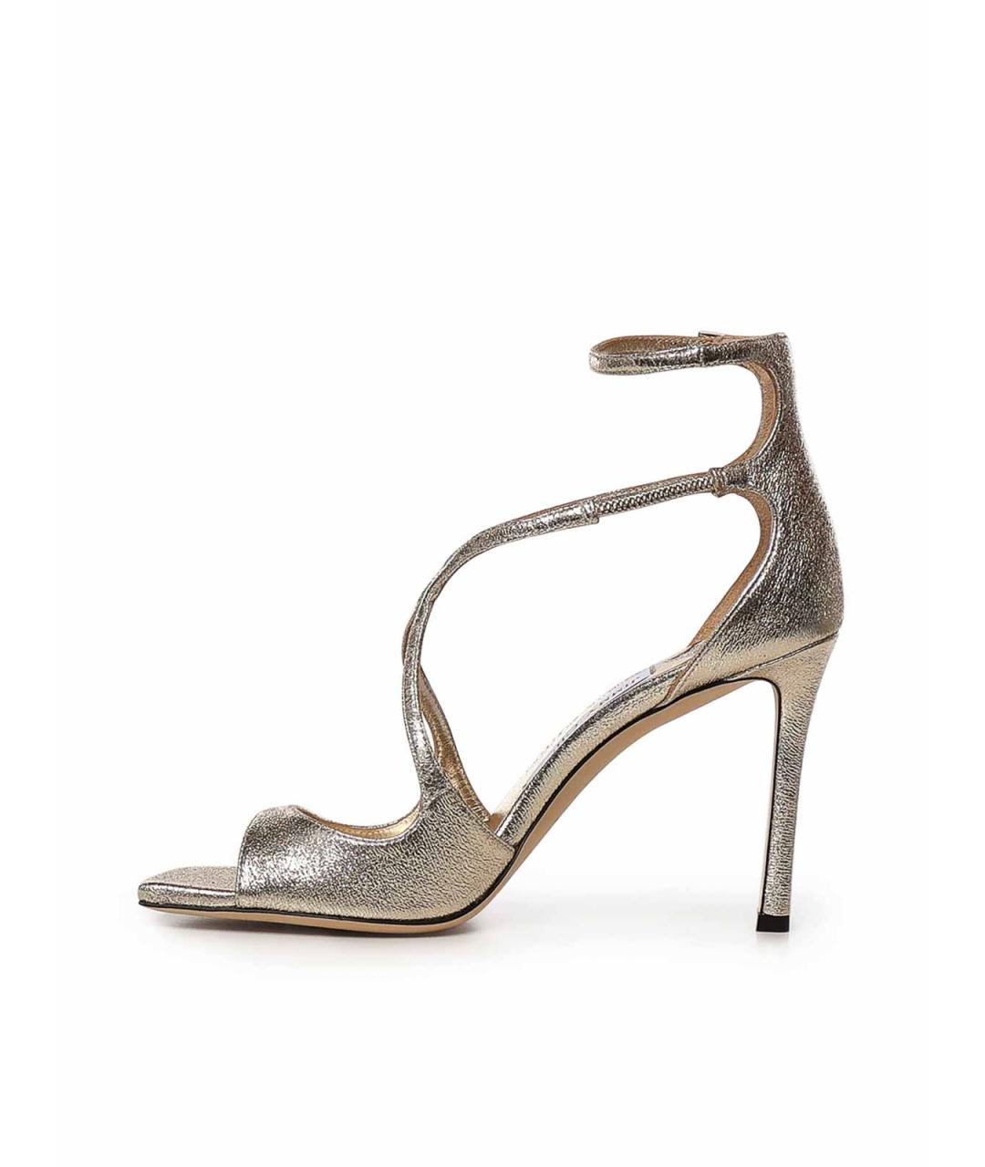 JIMMY CHOO Золотые кожаные босоножки, фото 4