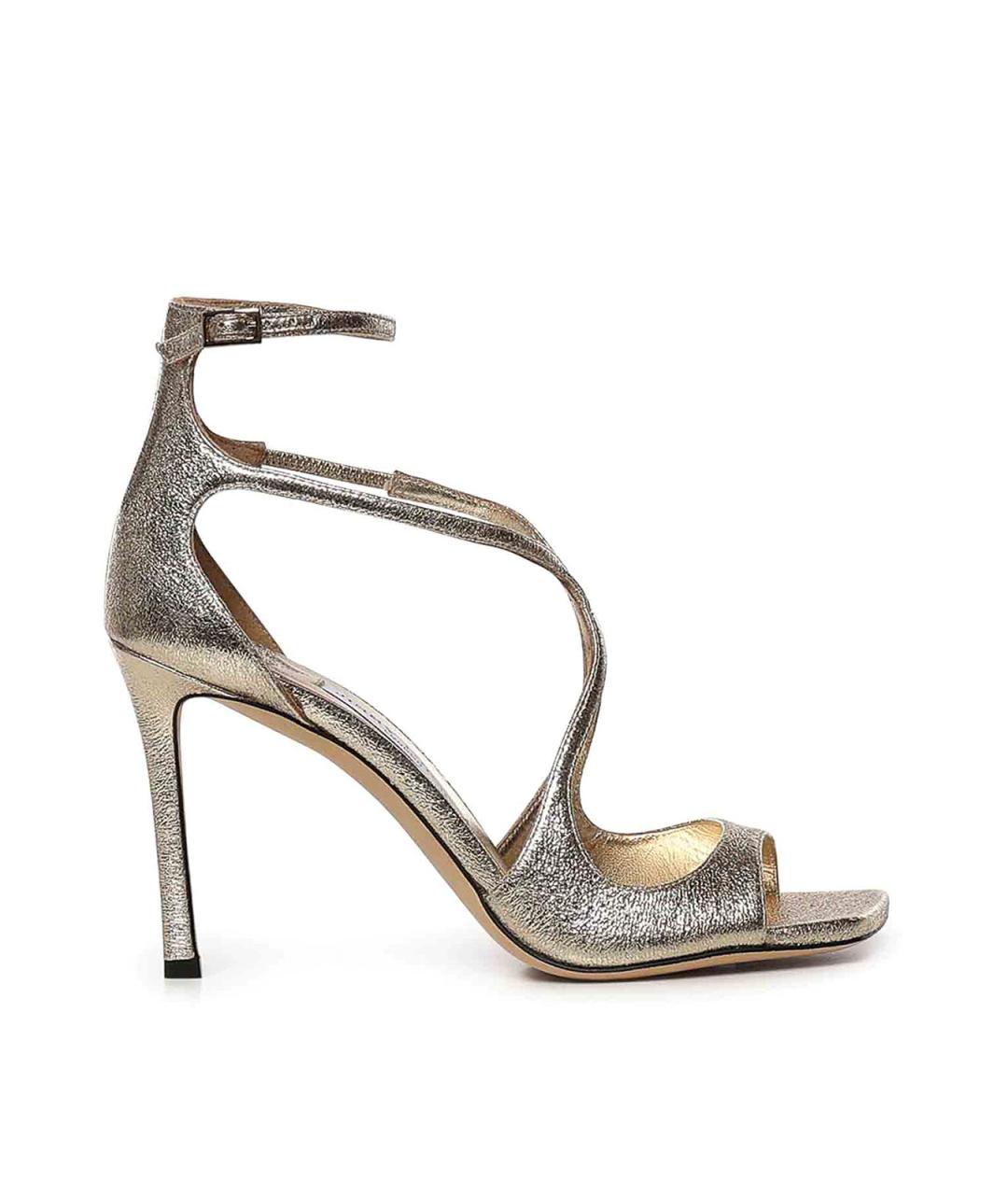 JIMMY CHOO Золотые кожаные босоножки, фото 1