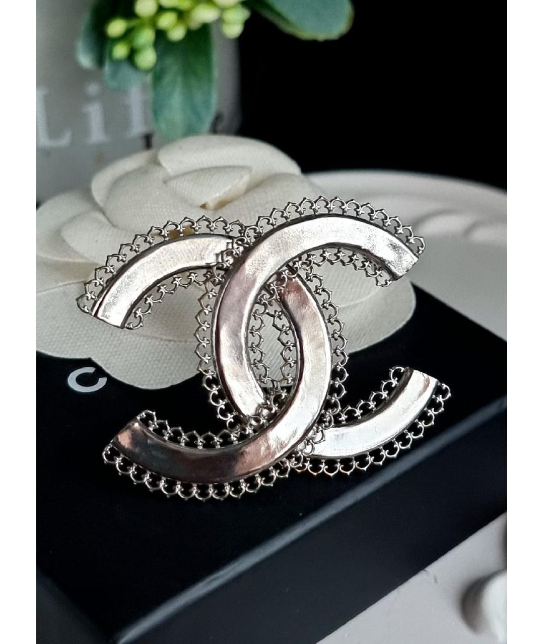 CHANEL Серебряная металлическая булавка / брошь, фото 9
