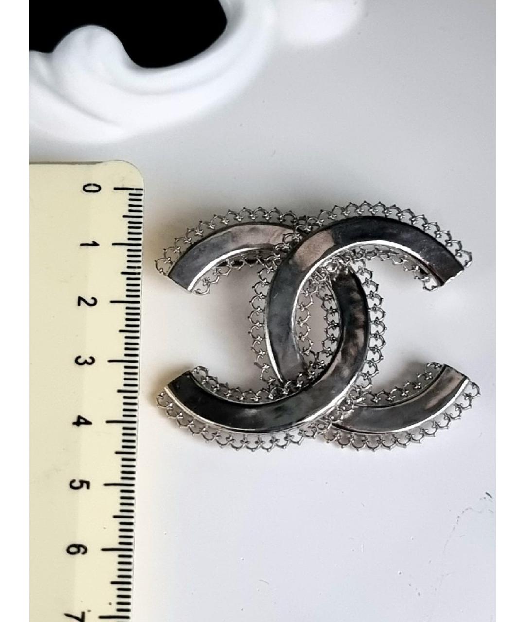 CHANEL Серебряная металлическая булавка / брошь, фото 6
