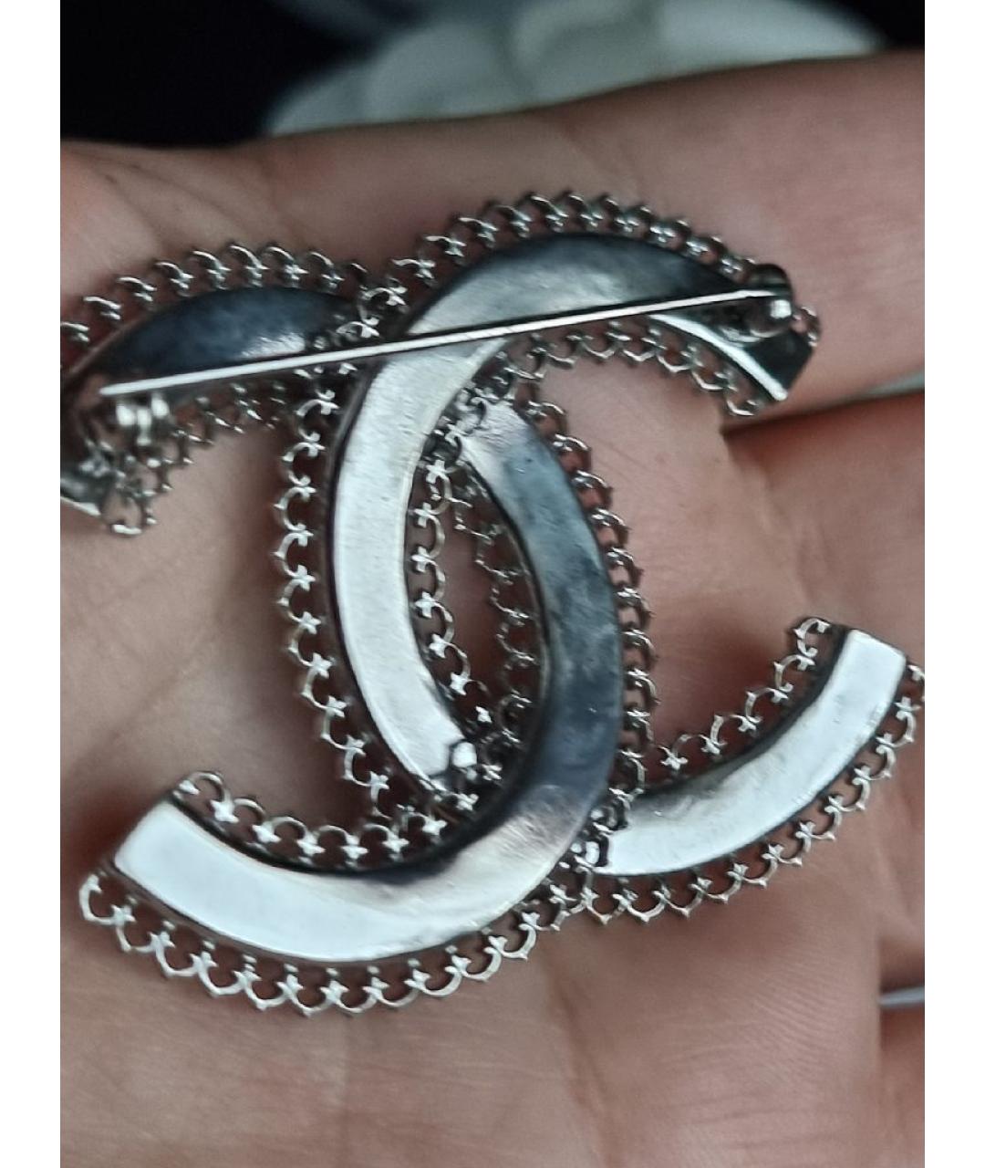 CHANEL Серебряная металлическая булавка / брошь, фото 4