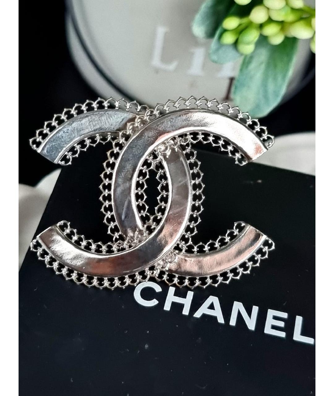 CHANEL Серебряная металлическая булавка / брошь, фото 2