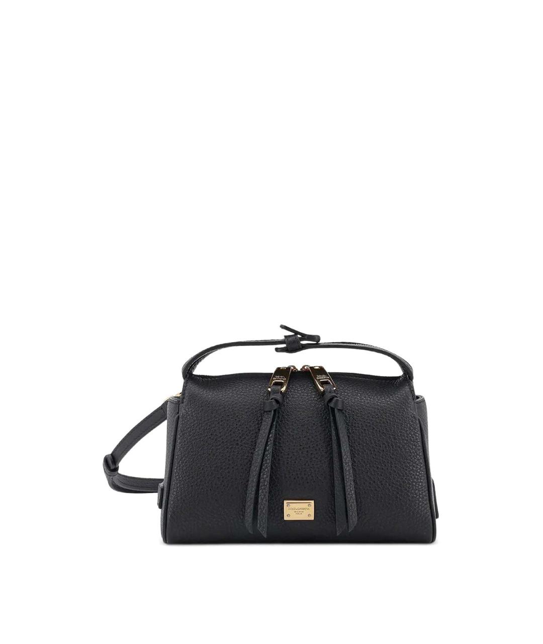 DOLCE&GABBANA Черная кожаная сумка с короткими ручками, фото 1