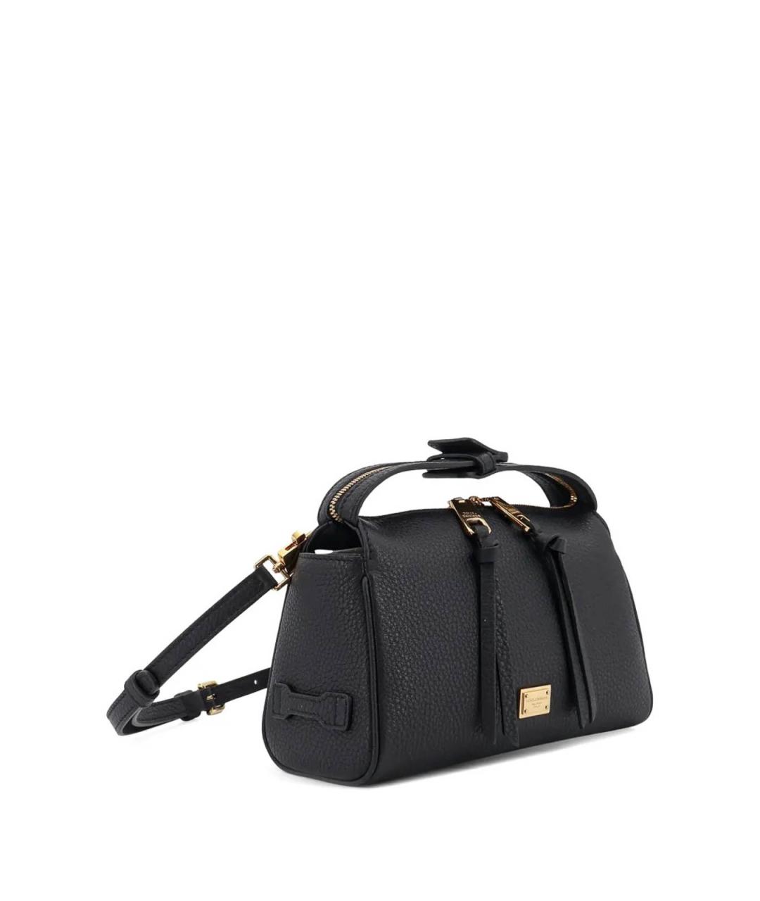 DOLCE&GABBANA Черная кожаная сумка с короткими ручками, фото 2