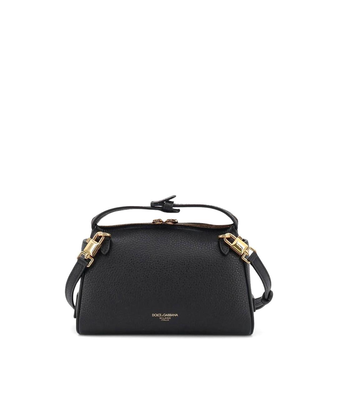 DOLCE&GABBANA Черная кожаная сумка с короткими ручками, фото 3