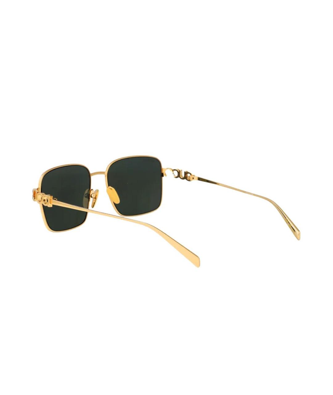 GUCCI Золотые металлические солнцезащитные очки, фото 3