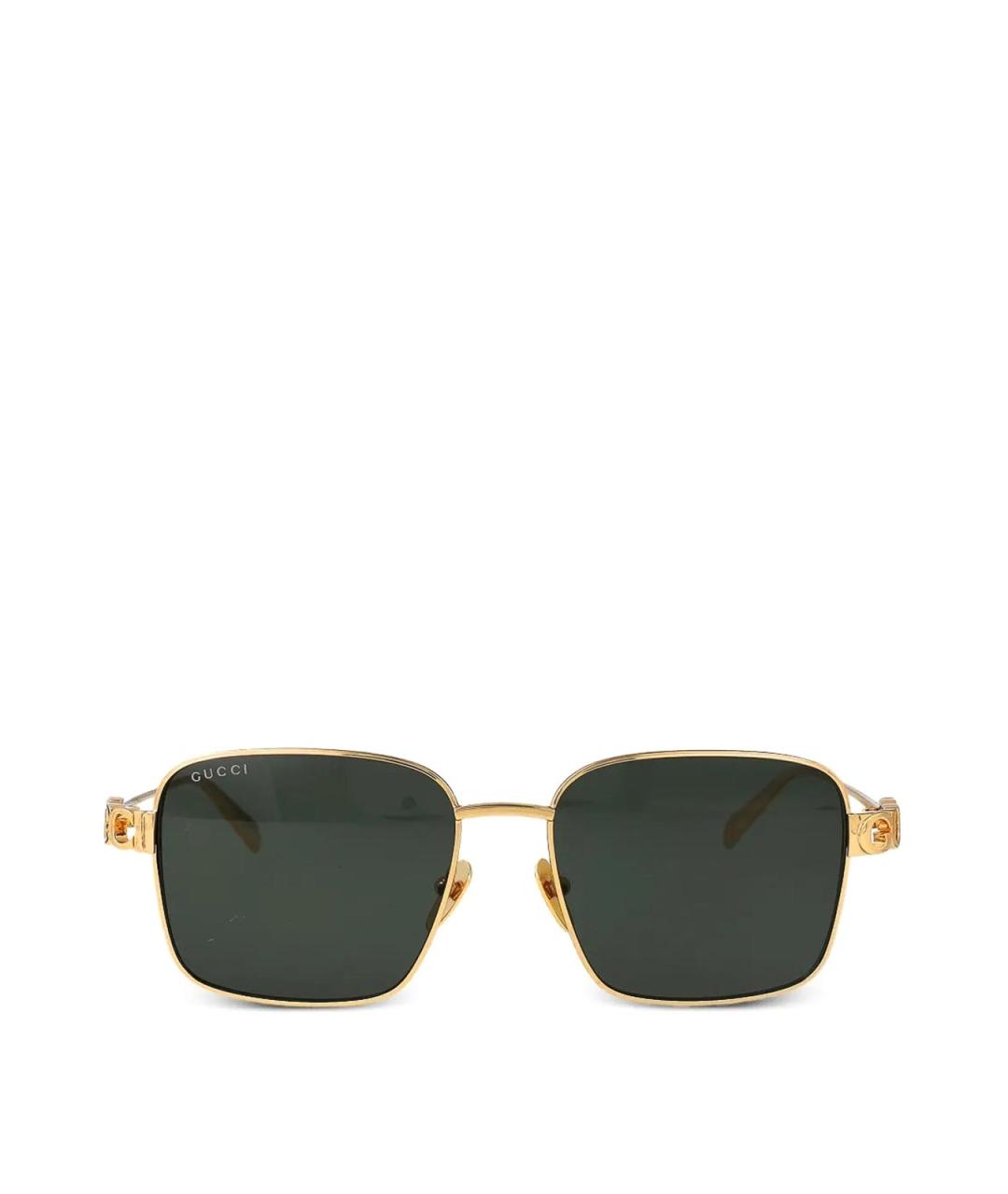 GUCCI Золотые металлические солнцезащитные очки, фото 1