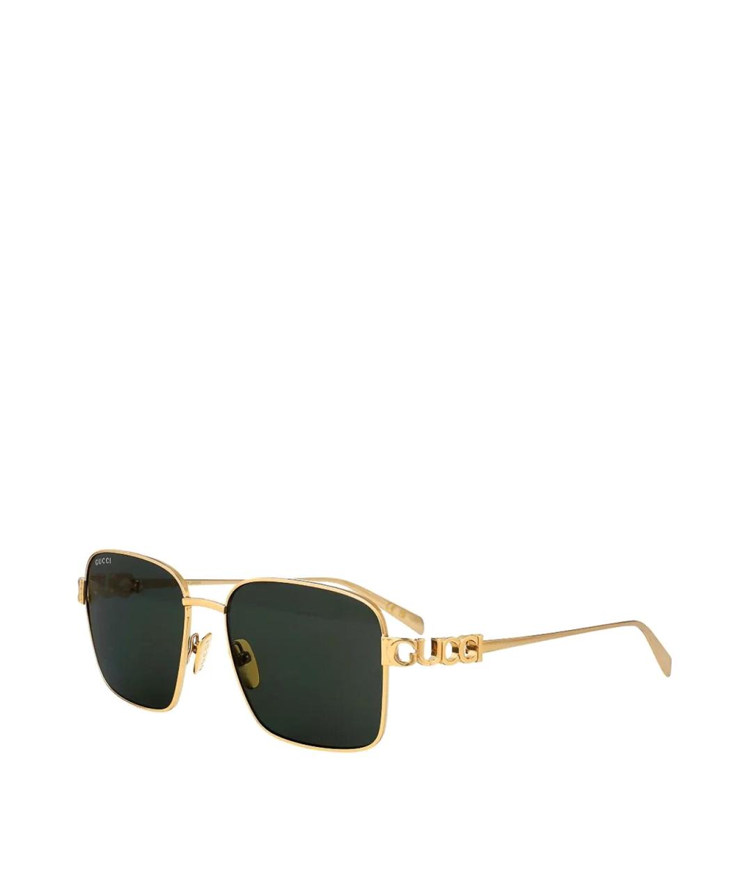 GUCCI Золотые металлические солнцезащитные очки, фото 2