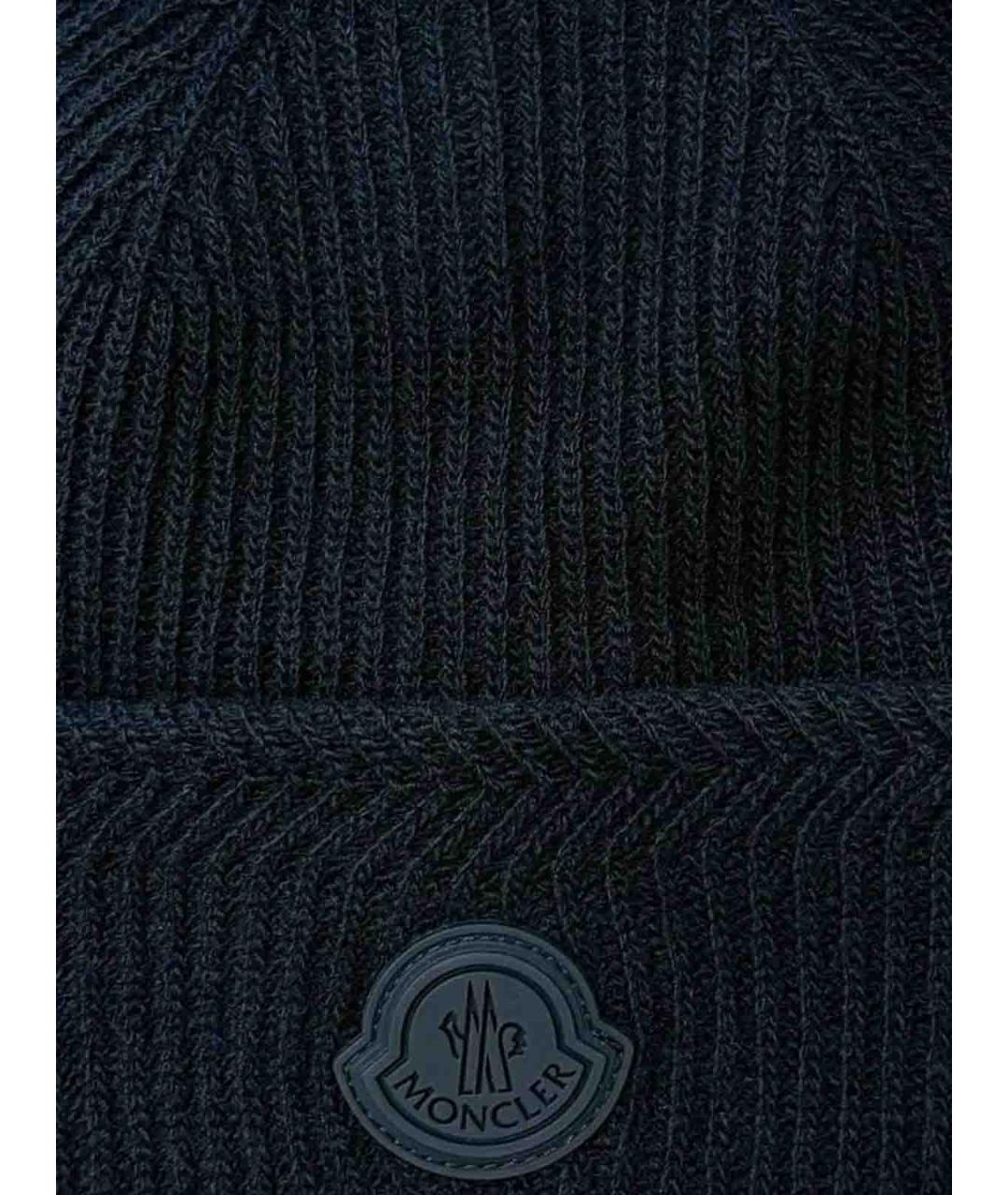 MONCLER Черная хлопковая шапка, фото 2