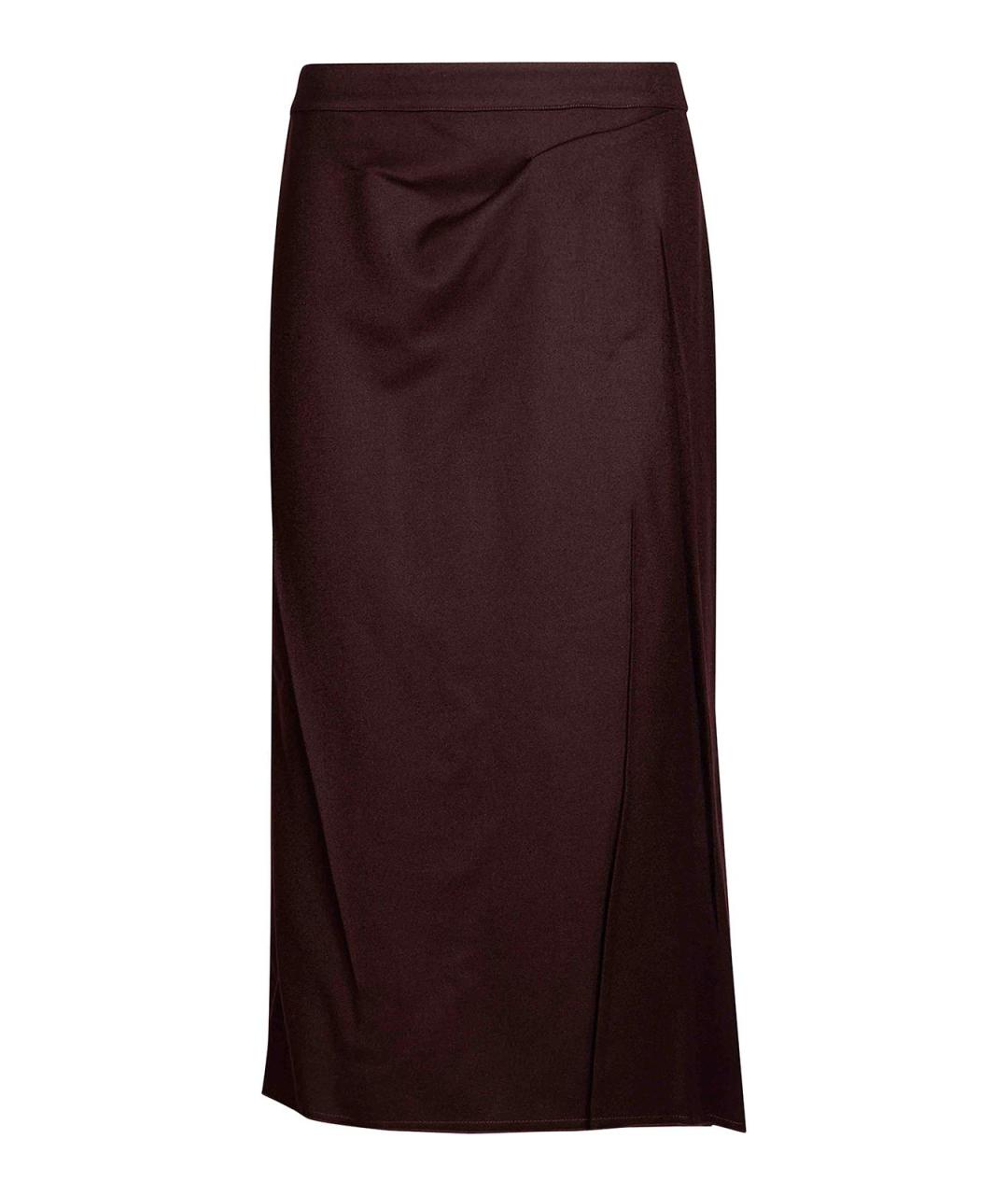 VICTORIA BECKHAM Бордовая шерстяная юбка миди, фото 1