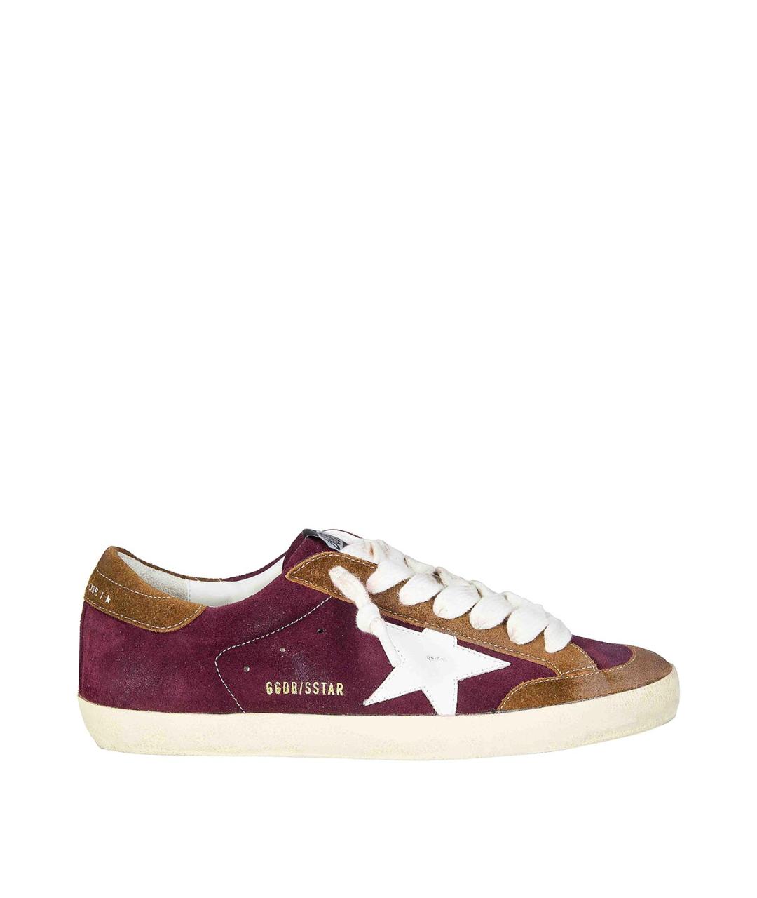 GOLDEN GOOSE Бордовые замшевые низкие кроссовки / кеды, фото 1