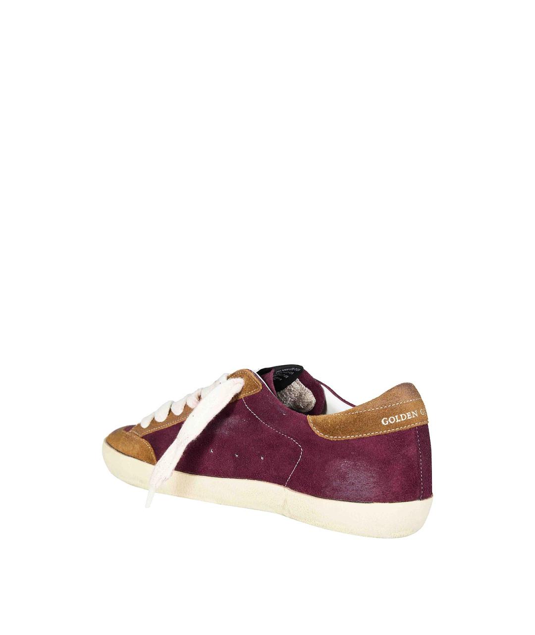 GOLDEN GOOSE Бордовые замшевые низкие кроссовки / кеды, фото 3