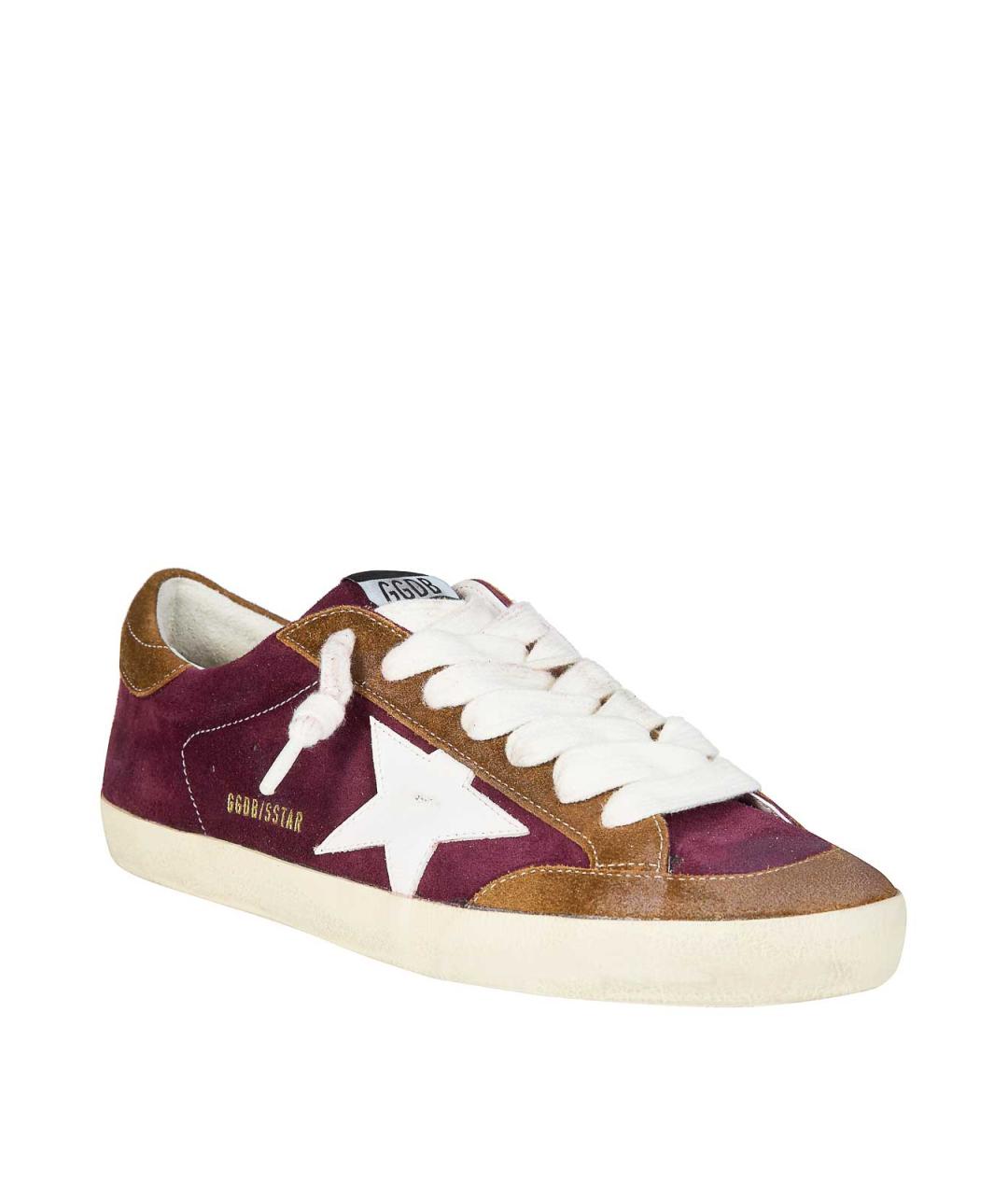 GOLDEN GOOSE Бордовые замшевые низкие кроссовки / кеды, фото 2