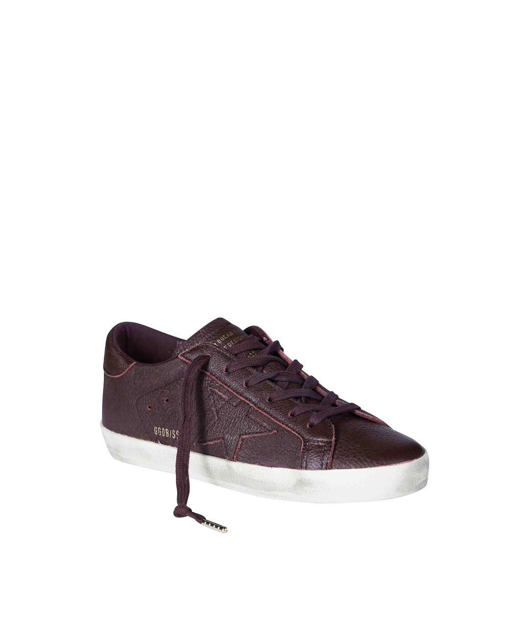 GOLDEN GOOSE Бордовые кожаные кеды, фото 2